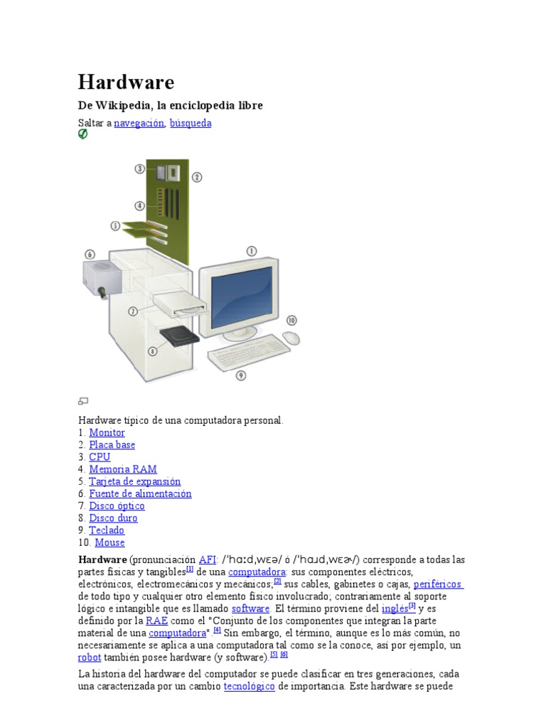 Trabajo Bladimir Hardware | PDF | Hardware de la computadora | Periférico