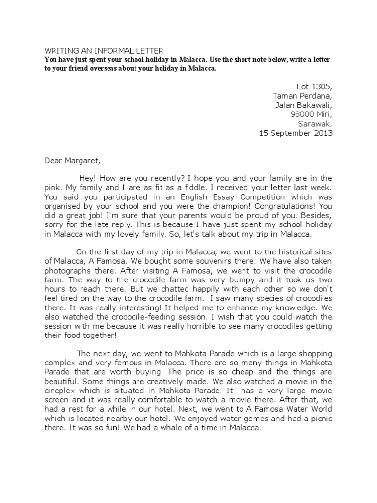Writing An Informal Letter  PDF