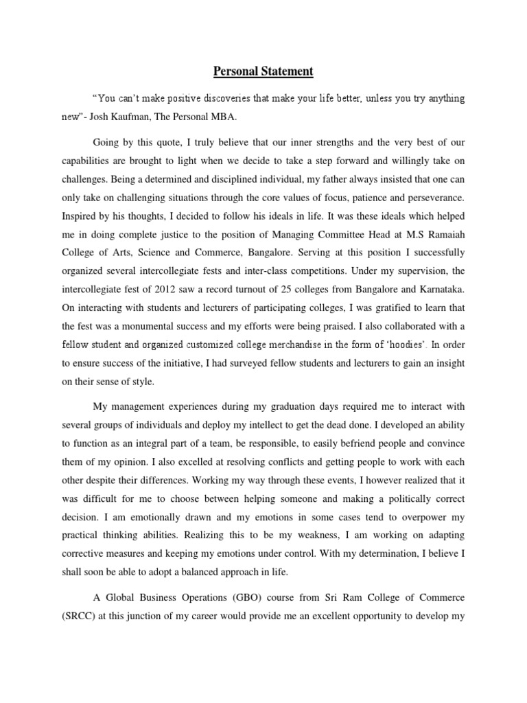 SOP Sample PDF Cognition Psychological Concepts