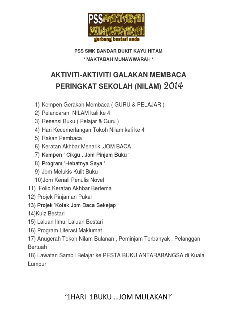 Aktiviti Galakan Membaca Pss 2014 Pdf