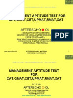 MANAGEMENT APTITUDE TEST FOR CAT,GMAT,CET,UPMAT,RMAT,XAT