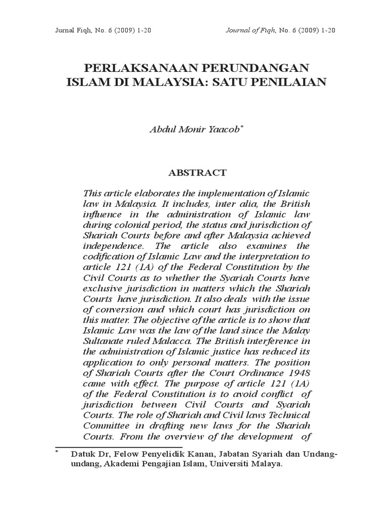 Islamic Law Implementation in Malaysia | PDF