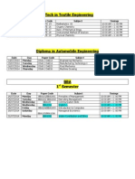 B.Tech in Textile Engineering: Date Day Paper Code Subject Timings