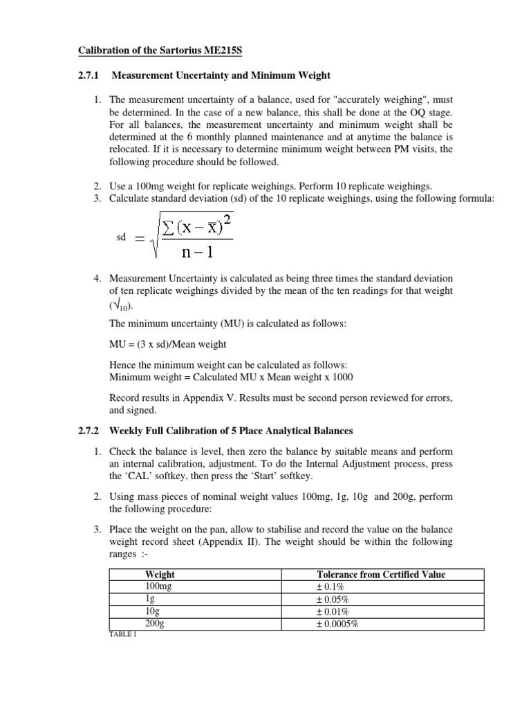 calibration+procedure Weighing Scale Standard Deviation Free 30
