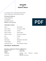 RESUME Format for Bangladesh