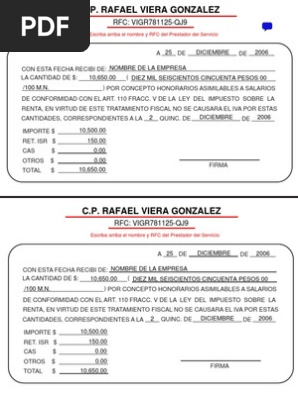 Formato Honorarios Asimilables A Salarios