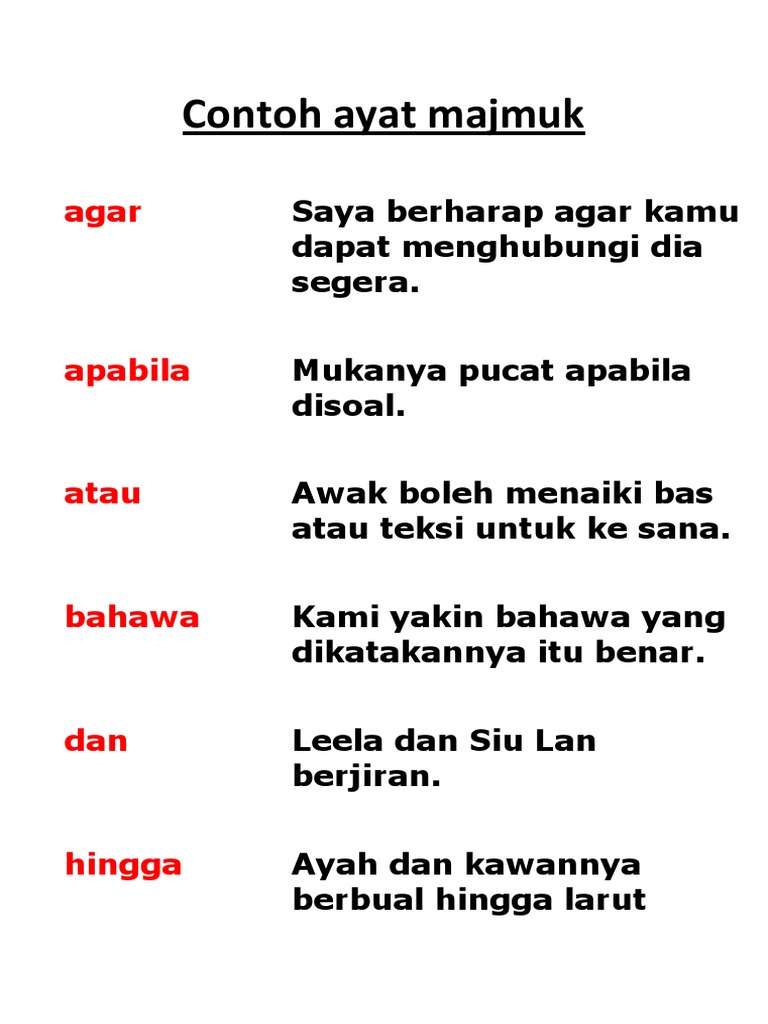 Contoh Ayat Majmuk Pdf