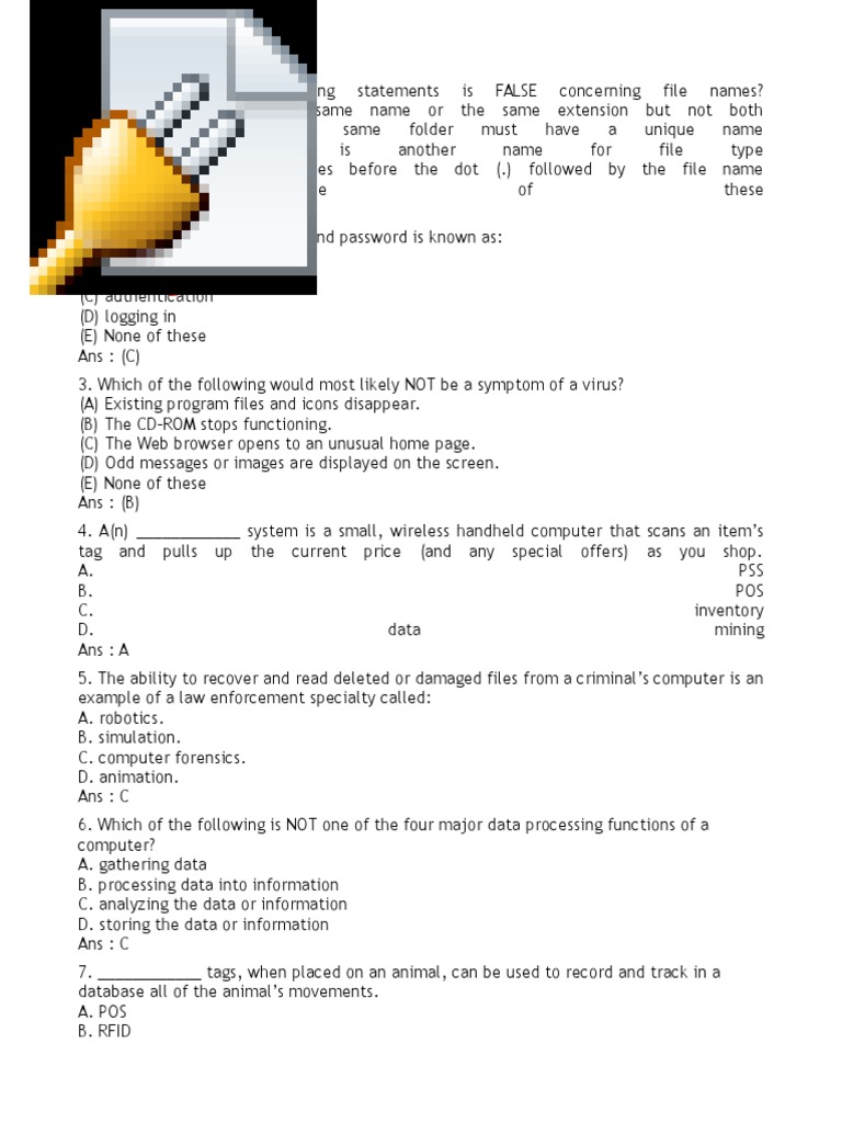 Computer Mcq Computer Data Storage Operating System