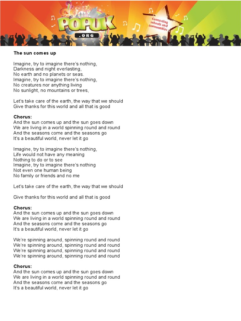 The Sun Comes Up Lyrics PDF