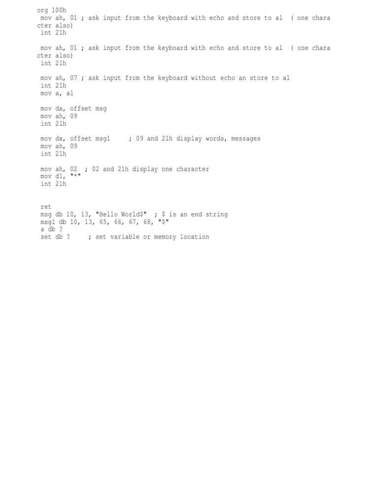 Emu8086 Example | PDF