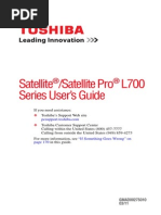 Owner's Manual for Toshiba Laptop model Satellite and Satellite Pro L700 series