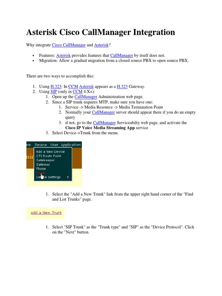 CCM Asterisk SIP Trunk | PDF | Session Initiation Protocol | Port ...
