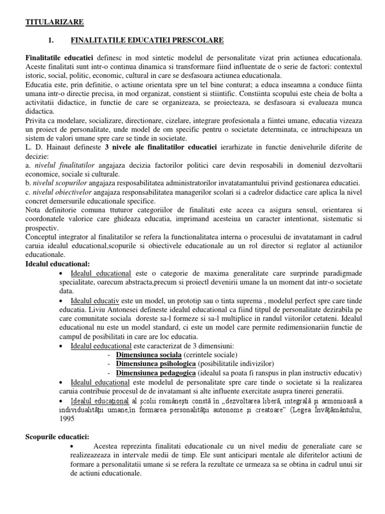 Subiecte Rezolvate Titularizare Pct D Pedagogie Prescolara