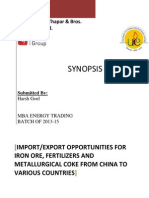 Synopsis: Import/Export Opportunities For Iron Ore, Fertilizers and Metallurgical Coke From China To Various Countries