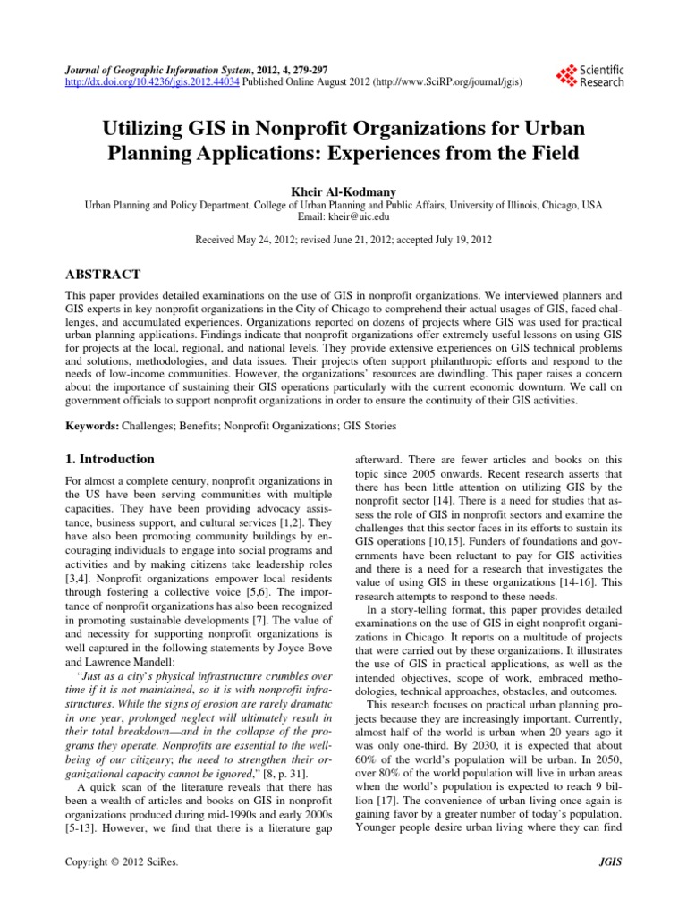 Utilizing GIS in Nonprofit Organizations For Urban Planning ...