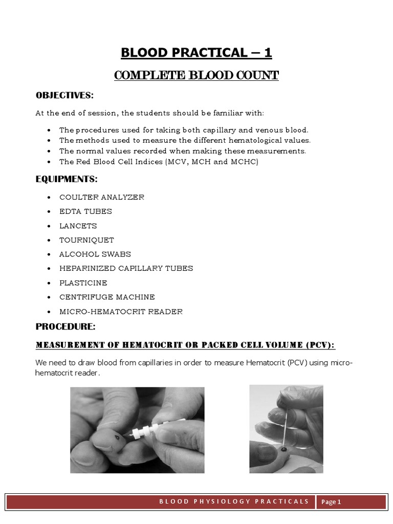 Blood Practical Handout | PDF | Anemia | White Blood Cell