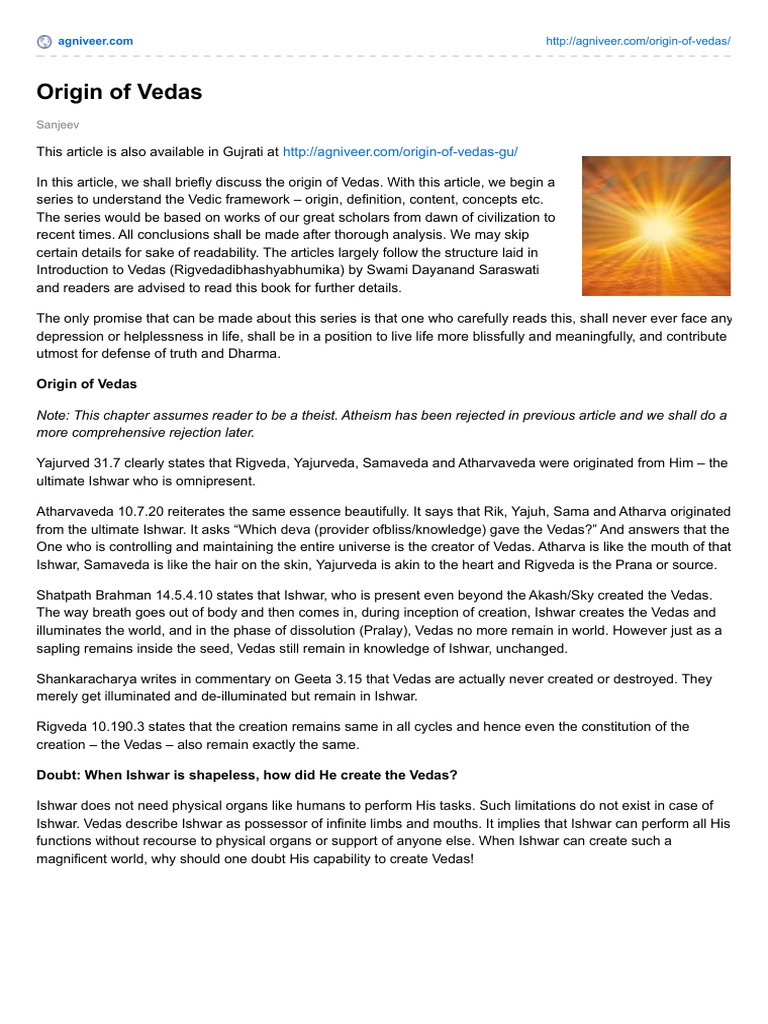 Origin and Significance of the Vedas | PDF | Vedas | Moksha