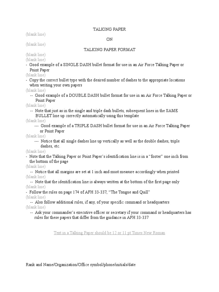 Official Talking Paper Template PDF