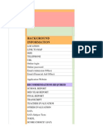 College Admissions Spreadsheet