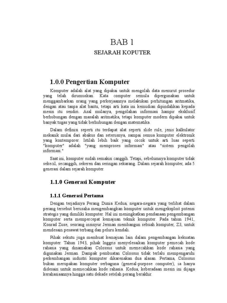 1.0.0 Pengertian Komputer: Sejarah Koputer