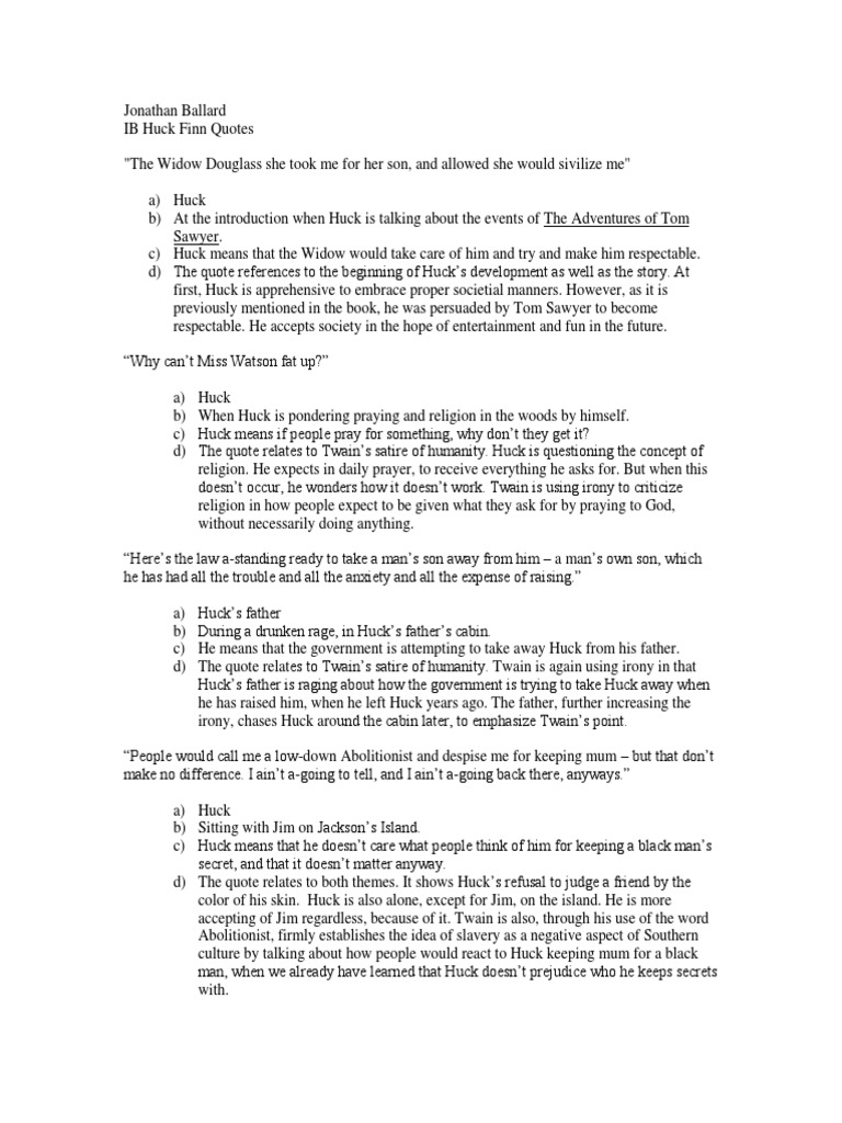 Huck Finn Quotes | PDF | Huckleberry Finn, image size:768x1024