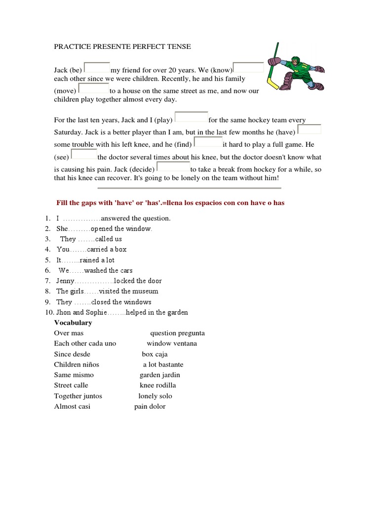Present Perfect Tense Practice Exercise | PDF