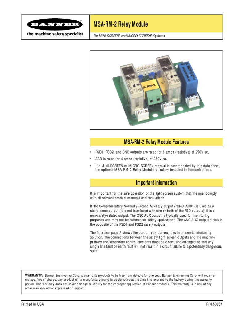 MSA-RM-2 Relay Module | PDF | Relay | Alternating Current