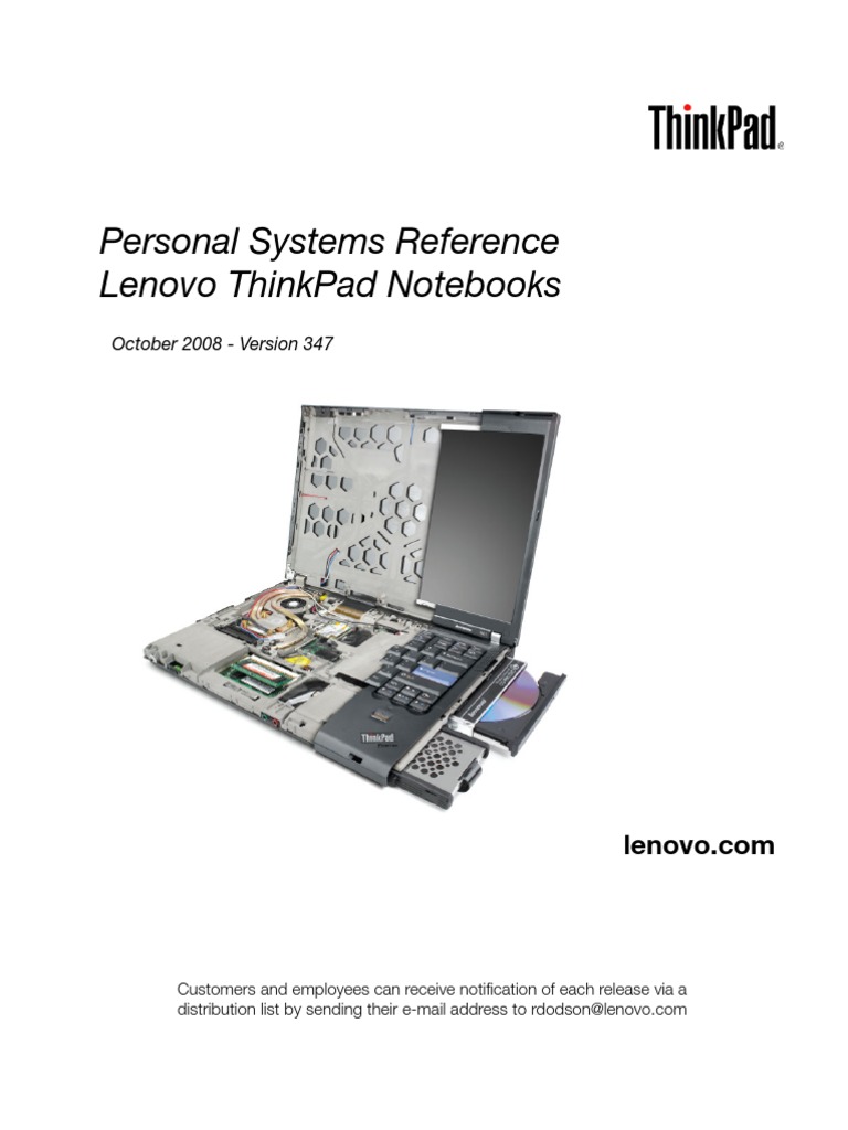 Personal Systems Reference Lenovo Thinkpad Notebooks: October 2008 ...