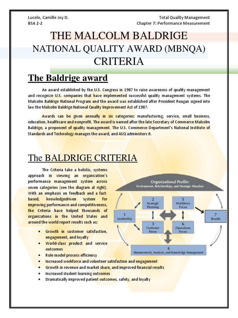 Malcolm Baldrige Award Criteria Overview | PDF | Strategic Management ...