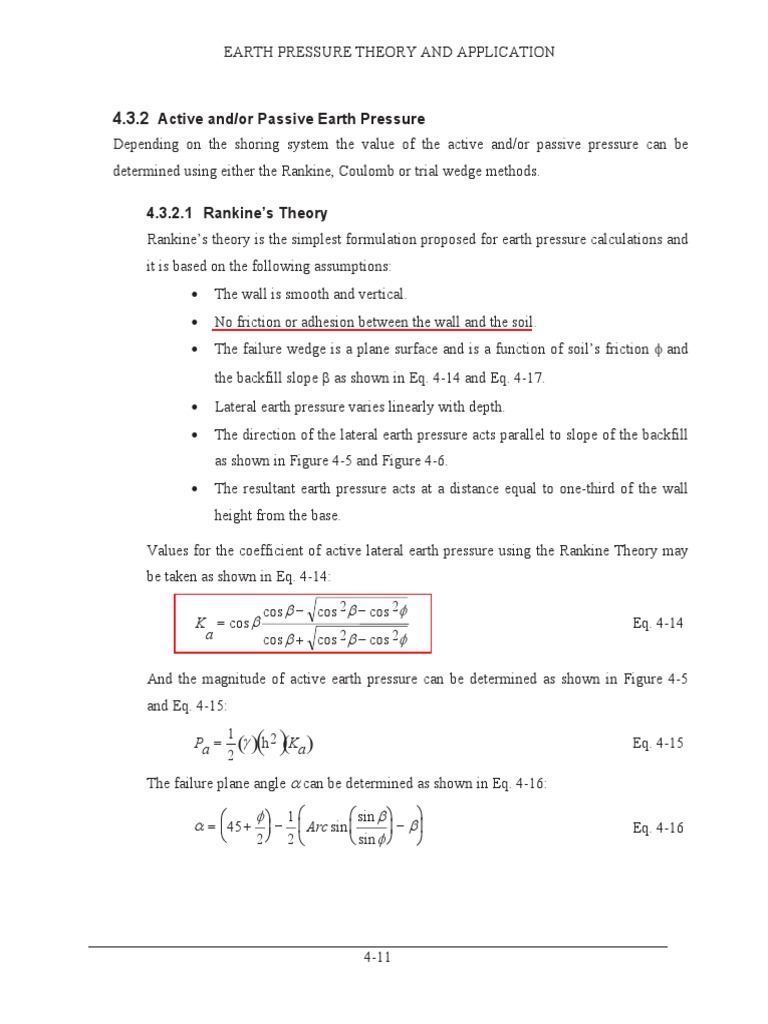 Rankine Theory of Earth Pressure Explained | PDF | Pressure | Continuum ...