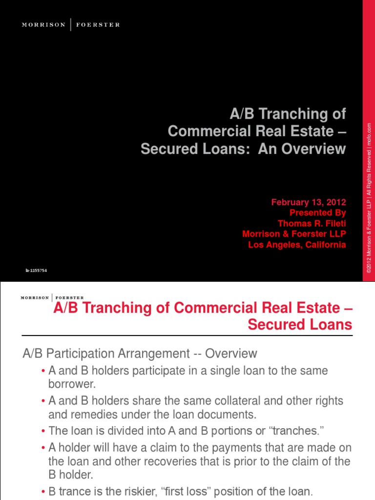 CMBS AB Tranching of Commercial Real EstateSecured Loans An