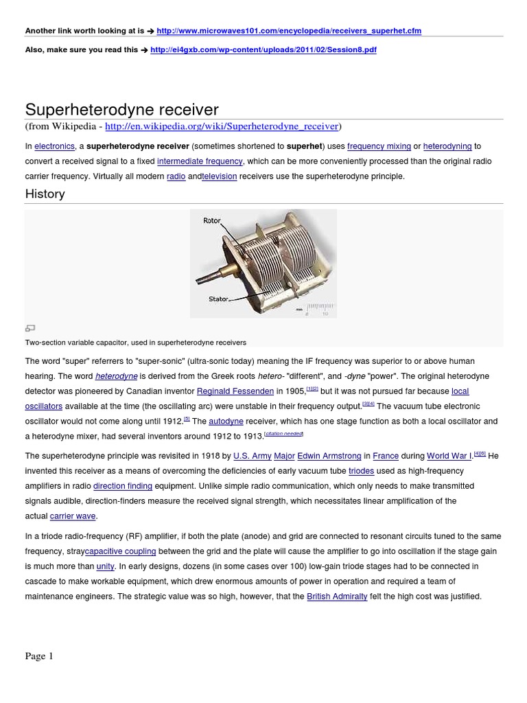 Superheterodyne receiver: History