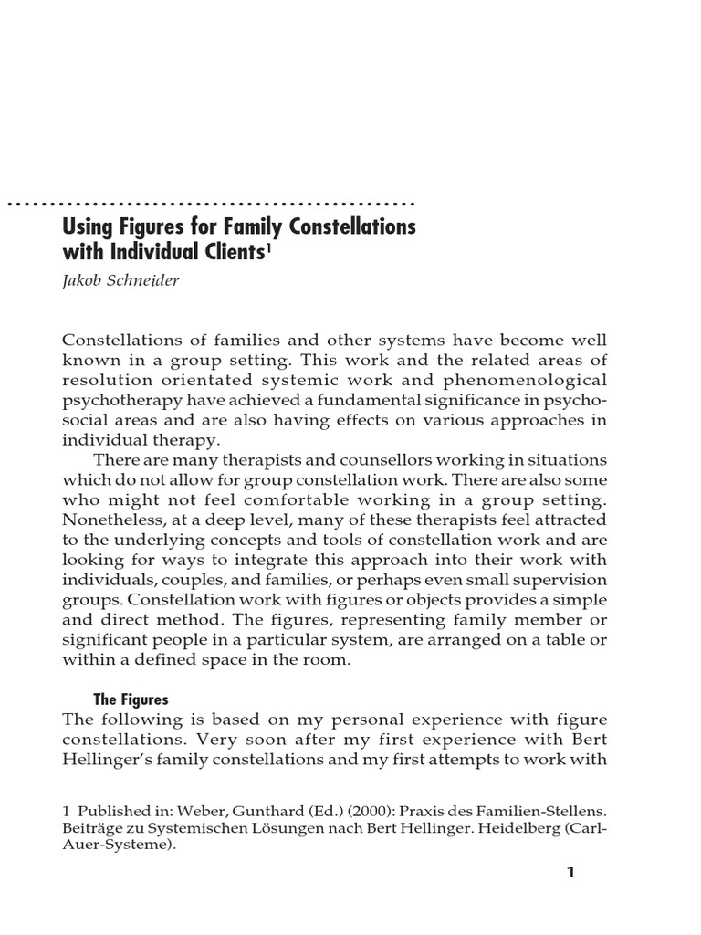 Using Figures in Family Constellations | PDF | Psychotherapy | Emergence