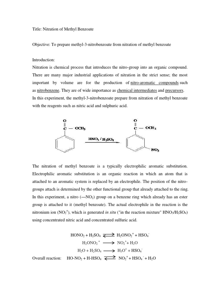 Nitration Mechanism of Methyl Benzoate | PDF | Nitric Acid | Physical ...