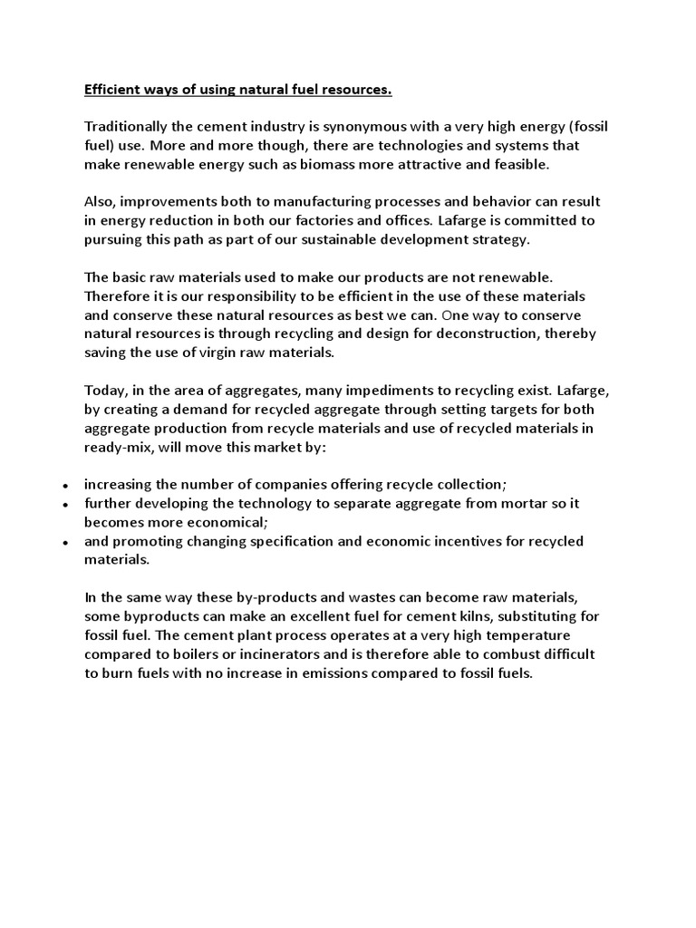 Sustainable Fuel Use in Cement Industry | PDF