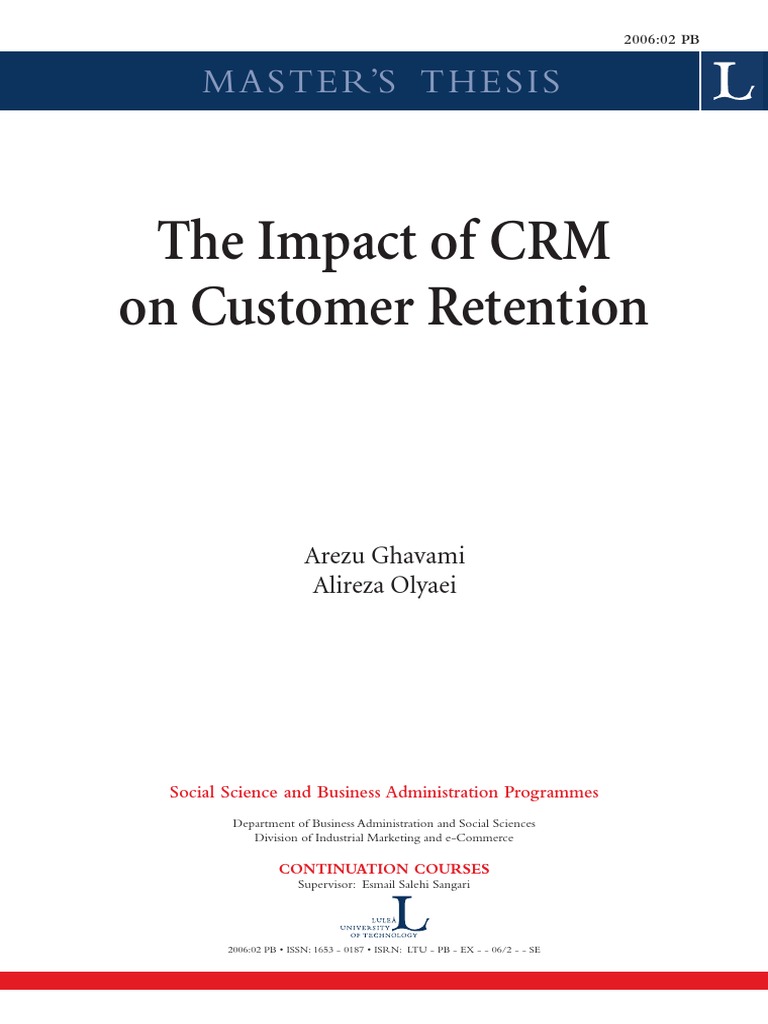 The Impact of CRM On Customer Retention | PDF | Customer Relationship ...