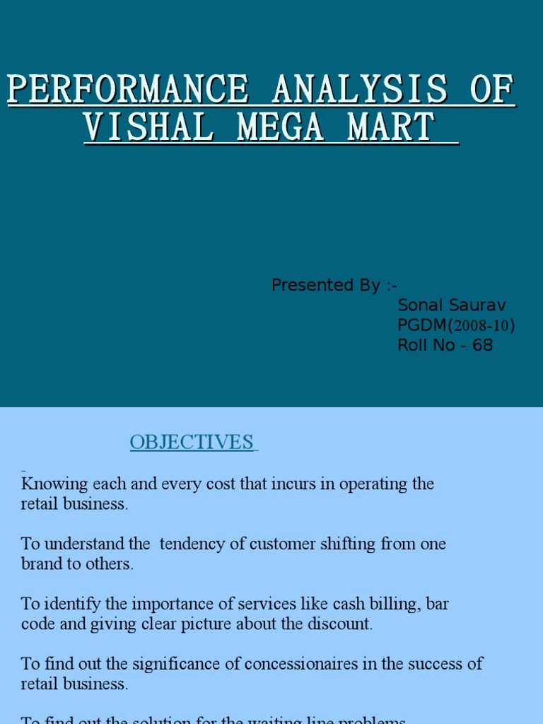 Performance Analysis of Vishal Mega Mart Retail Expense