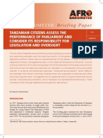 Tanzanian Citizens Assess The Performance of Parliament and Consider Its Responsibility For Legislation and Oversight