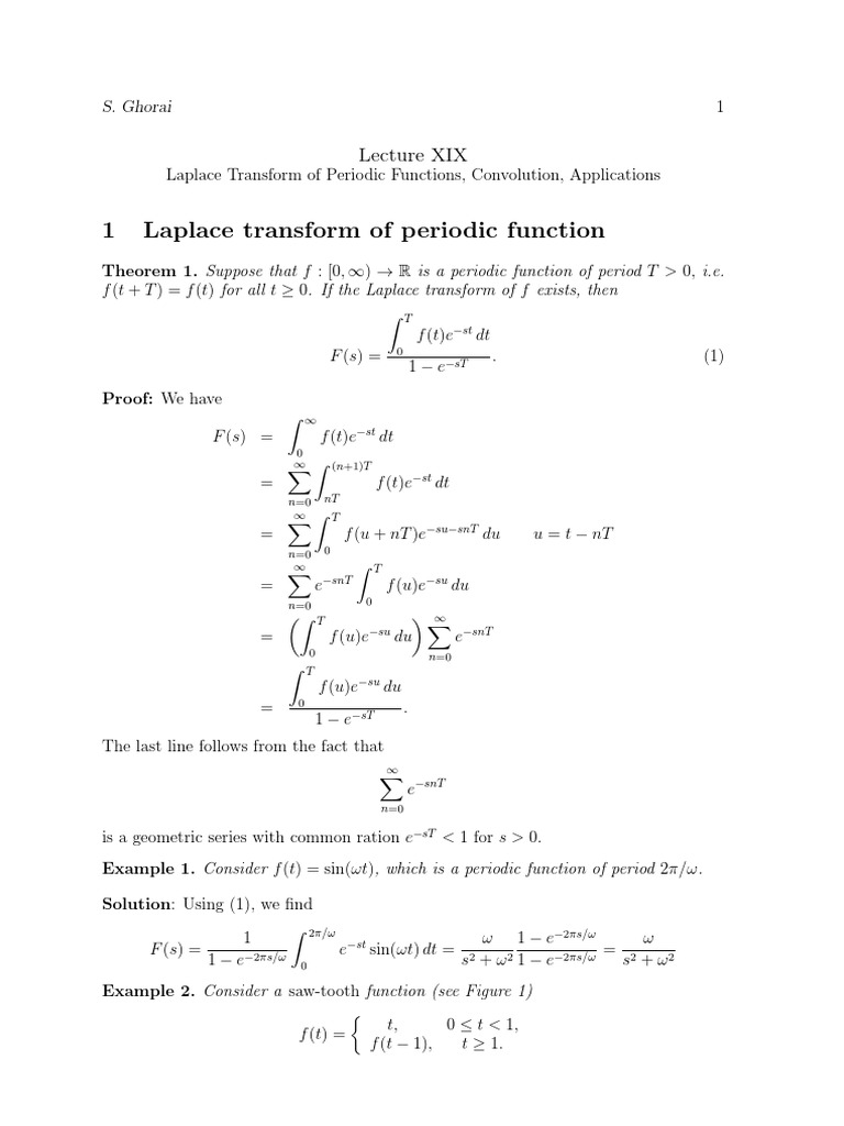 1 Laplace Transform of Periodic Function | PDF | Laplace Transform ...