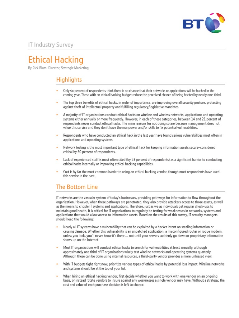 Ethical Hacking Survey 2009 | PDF | Vulnerability (Computing ...