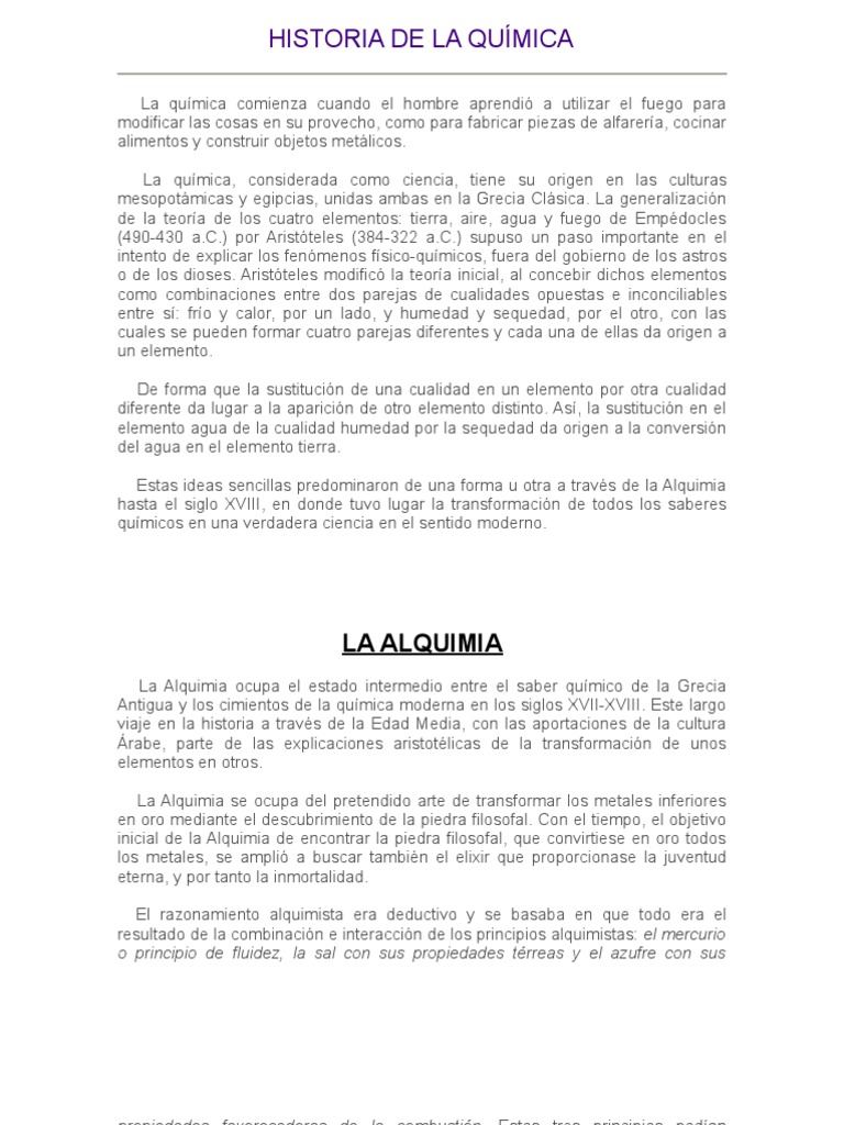 HISTORIA DE LA QUÍMICA