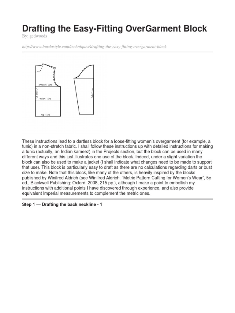 Easy-Fitting Overgarment Block Guide | PDF | Seam (Sewing) | Clothing