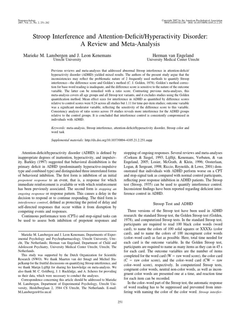 Lansbergenet Al. 2007 - Stroop Interference and Attention - de Cit ...
