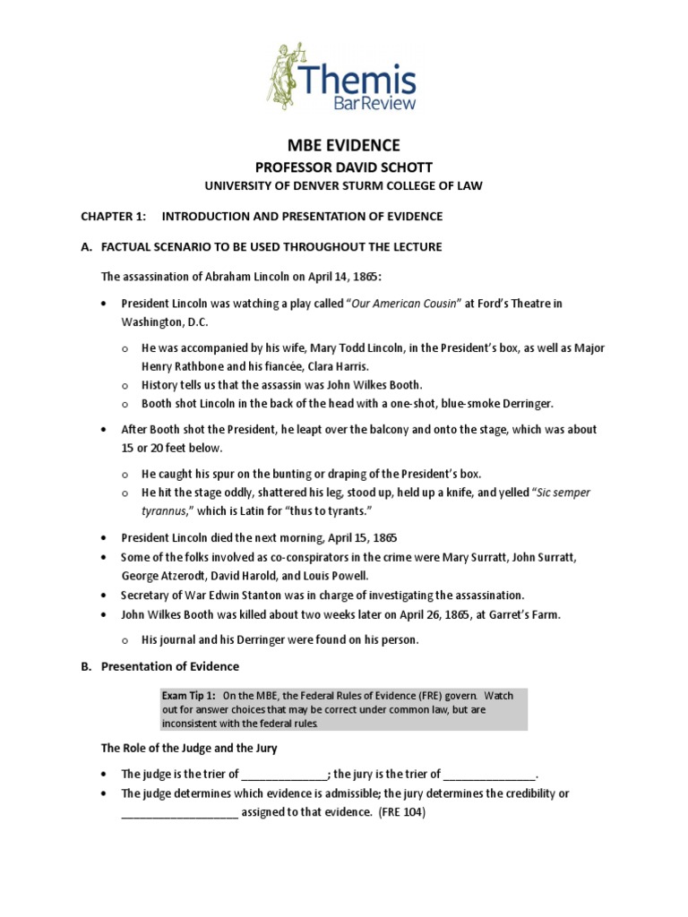 Evidence Lecture Notes | PDF | Witness Impeachment | Evidence (Law)
