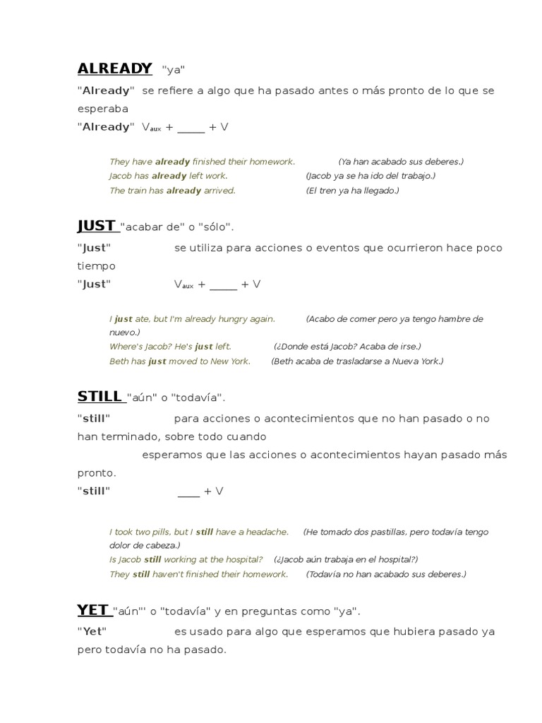 Uso de "since" y "yet" en inglés | PDF