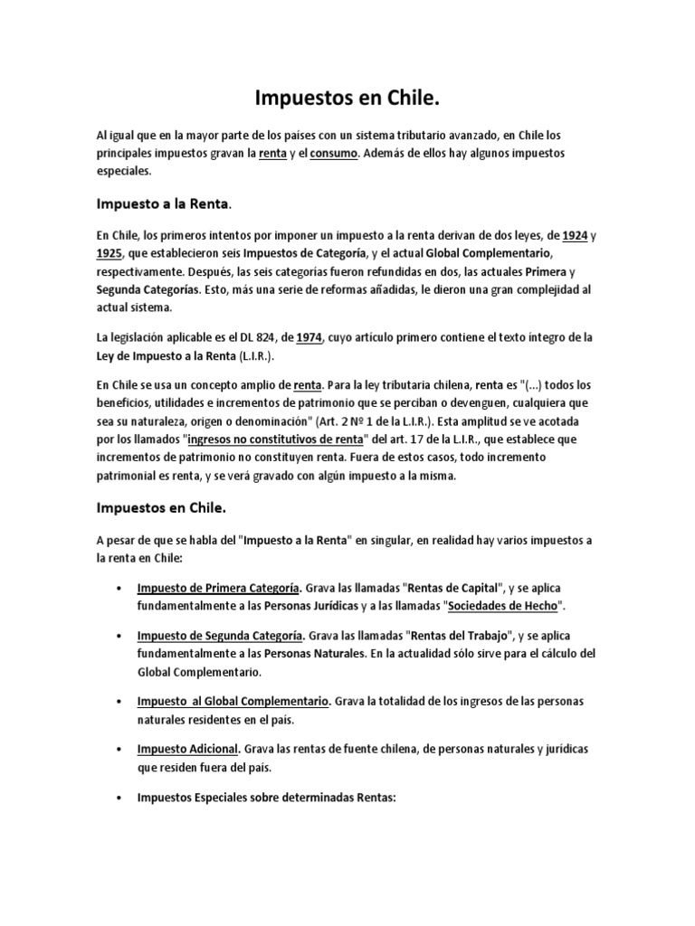 Impuestos y Renta en Chile | PDF | Impuesto al valor agregado | Impuestos