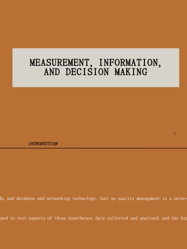Sec 09 Measurement, Information and DM | PDF | Decision Making | Data ...