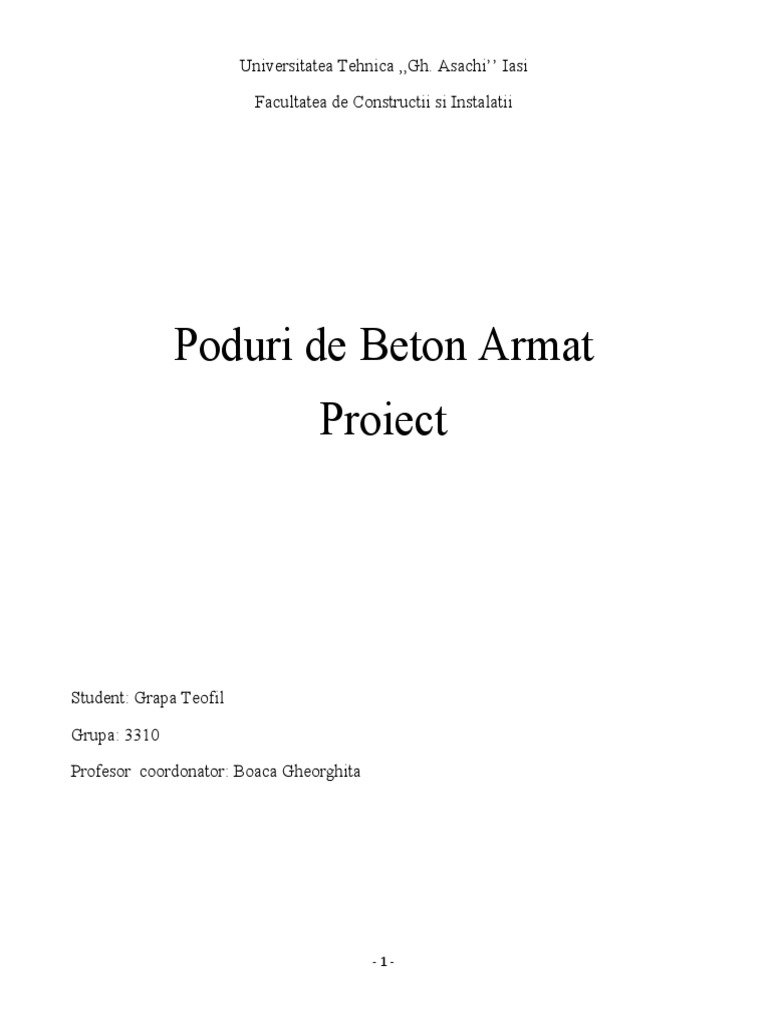 Proiect La Poduri Din Beton Armat | PDF