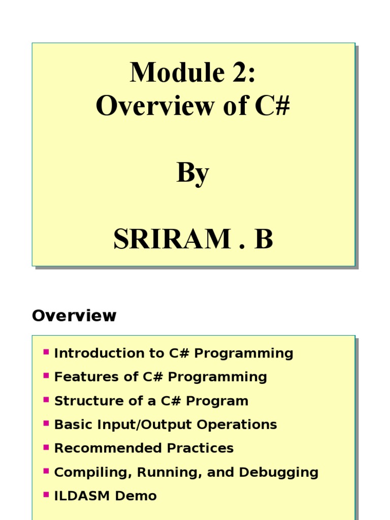 Module 2 - Overview of C# | PDF | C Sharp (Programming Language) | C ...