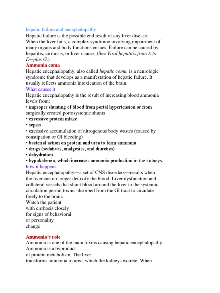 Hepatic Encephalopathy Overview and Management | PDF | Liver | Cirrhosis